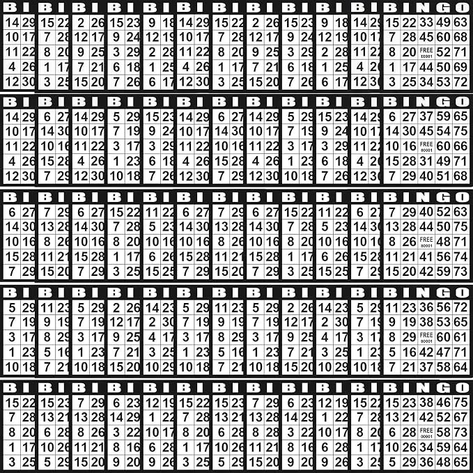 Harloon 1000 Sheets Bingo Paper Game Cards 20 Books 4"x4" Disposable Cards Suit for Family Game Nights Large Groups Activities (Black)