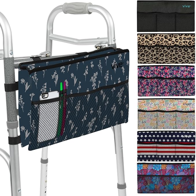 Vive Walker Bag - Accessories Wheelchair Basket Pouch (Water Resistant) - Seniors Caddy Accessory Attachment for Folding, Rolling Walkers - Carry Storage Carrier Tote - Lightweight, Universal Size