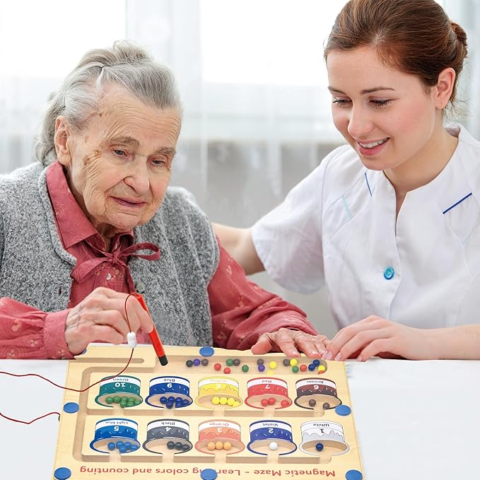 Dementia Activities for Seniors, Cognitive Games for Elderly, Magnetic Color & Number Alzheimers Products for Patients with Parkinsons, Easy Sorting Matching Memory Maze Board Gadgets Gifts