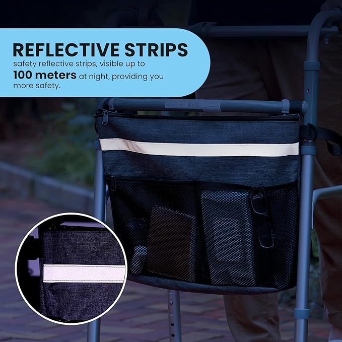 Wheelchair Accessories - Accessible Storage Bag with Multiple Pockets & Zipper Design, Perfect for Seniors and Adults, Wheelchair Backpack to Hang on Back