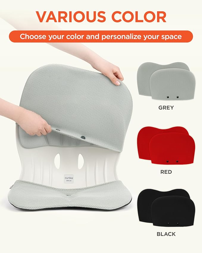 curble Wider Cover, Detachable Cover for Teenager Chair, Ergonomic Chair Back Support and Lumbar Support (Cover Grey)