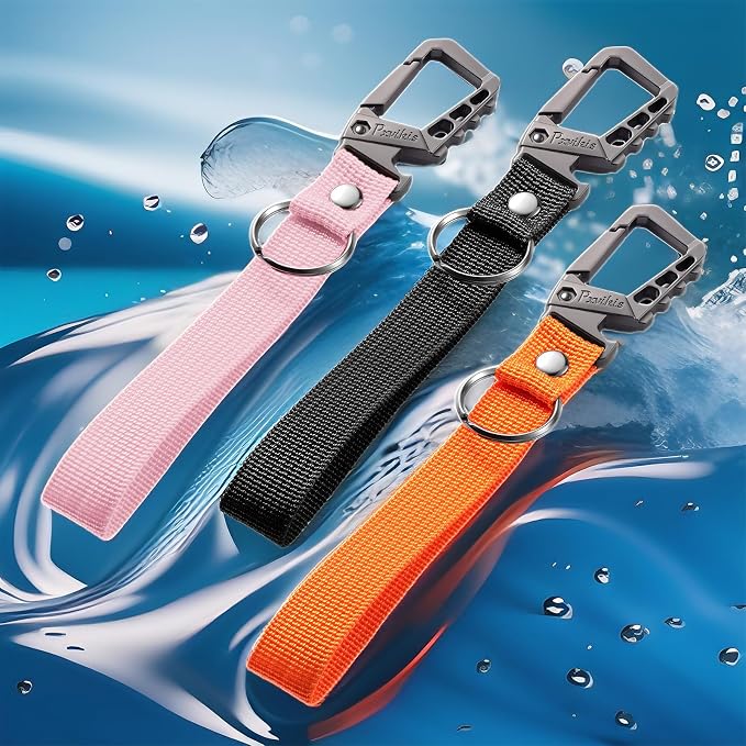 Metal heavy duty key chain carabiner clip bottle opener wrist lanyard ring car key fob unisex for men and women