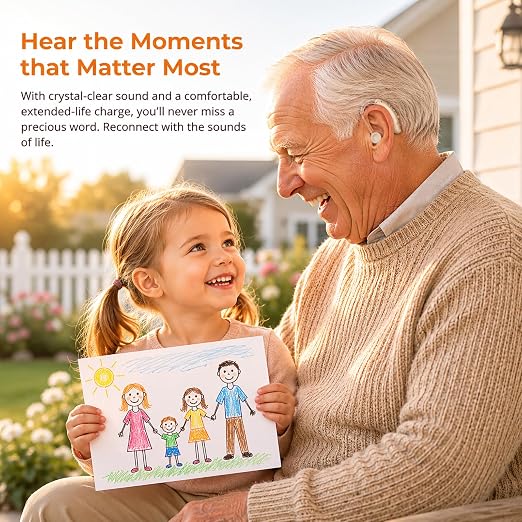 OTC Hearing Aids for Senior, Rechargeable Hearing Aids with Noise Cancelling, Behind-The-Ear Hearing Amplifier for Adults Hearing Loss with Volume Control (Brown)