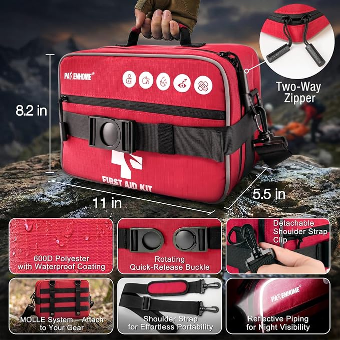 528 PCS Advanced First Aid Kit – Large 6-in-1 Modular Waterproof Well-Organized Emergency Kit for Home, Car, Travel, Camping, Boat & Outdoor