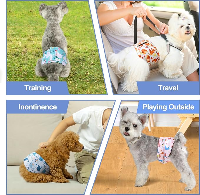 5 Pack Dog Diapers Male Reusable, Premium Belly Bands for Dogs, High Absorbing Male Dog Pee Wraps for Doggie in Incontinence or Excitable Urination,Squirrel M
