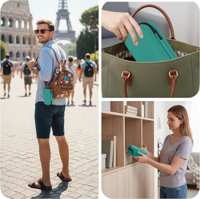 Double Eyeglasses Case,Hard Shell Glasses Case Travel Sunglasses Organizer with Adjustable Slot & Clip for Men Women