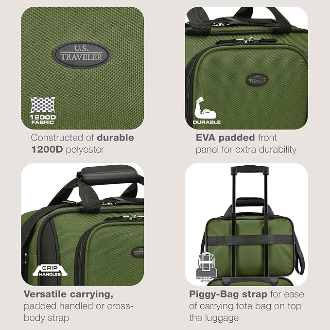 U.S. Traveler Rio 14" Travel Tote Bag, Lightweight 1200D Carry-On Bag for Women & Men