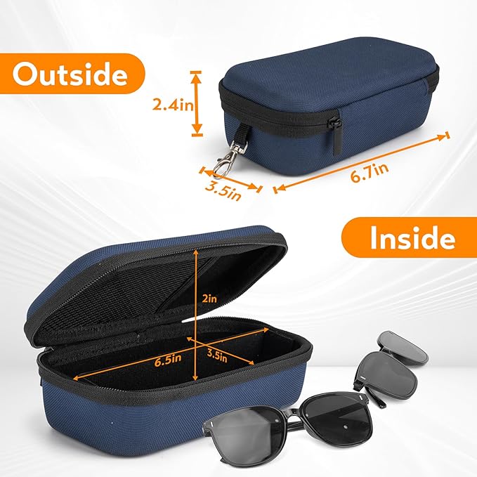 Double Eyeglasses Case, Hard Shell Dual Glasses Case Travel Sunglasses Organizer for Men Women