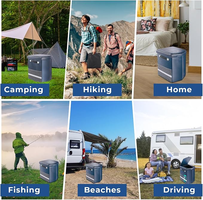2026 Upgraded XL Portable Toilet for Adults,Tall Camping Toilet with Lid and Convenient Carry Bag, Portable Potty for Camping, Hiking, Car Travel,Truck, RV, Boating, Road Trips, Beach (Blue, 16.5''H)