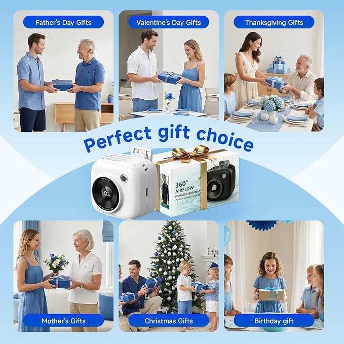 Portable Waist Fan, Rechargeable Wearable Fan w/ LED Display, 3 Speeds, 3000mAh Battery, 10H Runtime, Mini Turbo Airflow, Clip on Belt/Shirt/Hat,Travel Essentials Gift for Women,Makeup,Concert -2 PACK