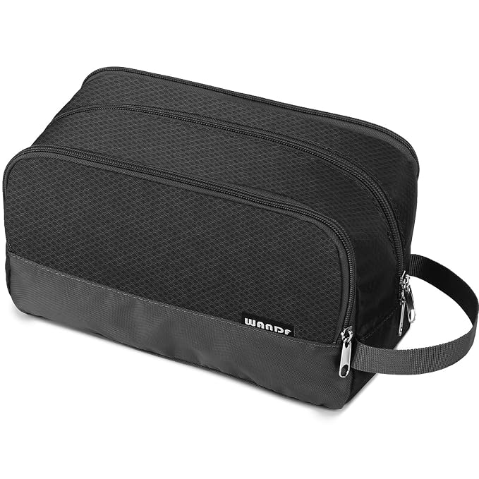 WANDF Travel Toiletry Bag for Men, Small Dopp Kit for Toiletries | Water-Resistant Fabric, Travel Bag for Toiletries, Compact Storage, Shaving Accessories, Weekend Trips