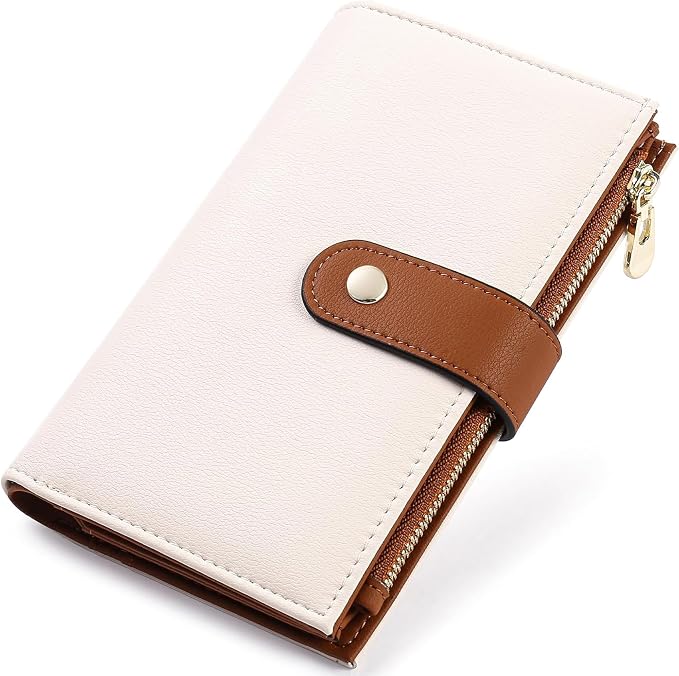 yiijay Women's Wallets RFID Blocking Leather Trifold Clutch Wallet Credit Card Holder Ladies Travel Wallet Purse with Passport/Pen Holder