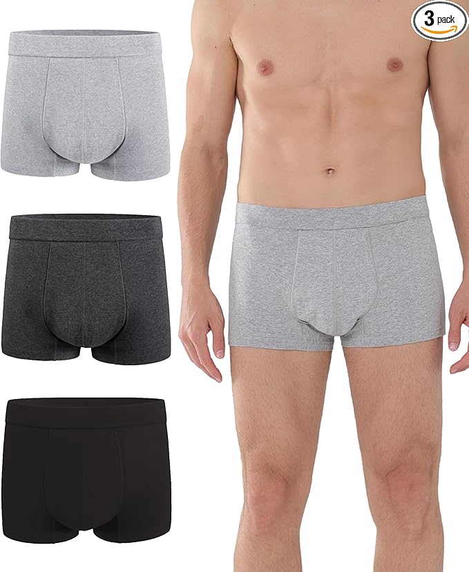 Mens Incontinence Underwear Washable Leak and Odor Protection 60ml Absorbency Covered Waistband Boxer Briefs 3 Pack (Black-Gray-Dark Gray, 2XL)