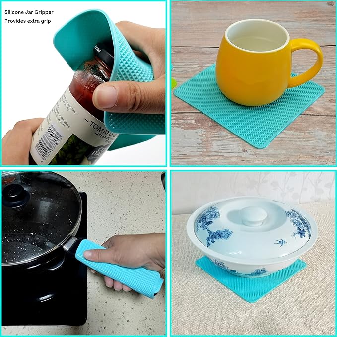 Otstar 4pcs Jar Opener Gripper Pads for Weak Hands Senior with Arthritis, No-slip Multi-Purpose Silicone Rubber Jar Lid Openers