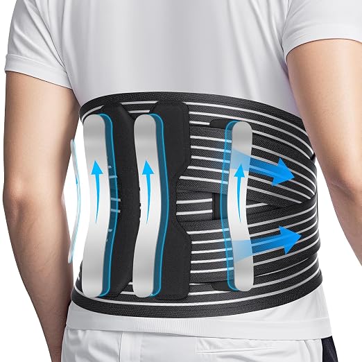 NEENCA Back Brace for Lower Back Pain Relief - Ergonomic Lumbar Support with Removable Steel Stays, Breathable Back Support Brace for Posture Correction, Sciatica, Herniated Disc, Scoliosis, Office Work, Lifting, Exercise (Black, X-Large)