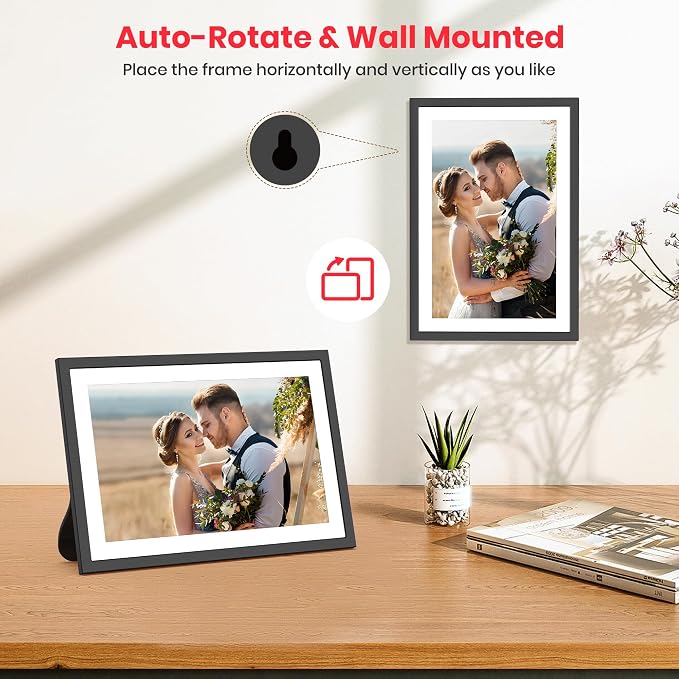 Frameo 2K 64GB Digital Picture Frame WiFi 10.1" Electronic Photo Frame FHD 1920 x 1200 IPS Touch Screen Share Moments Remotely Anywhere Photo Gifts for Mother Dad Grandparents Christmas