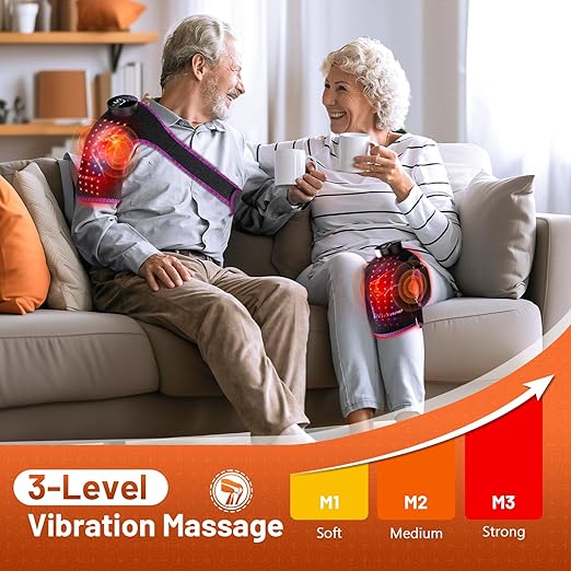 Red Light Therapy for Knee with Heat & Vibration Massage, Extension Band, Wireless Controller, 660nm&850nm Near Infrared Light Therapy Heated Device for Knee/Elbow/Shoulder