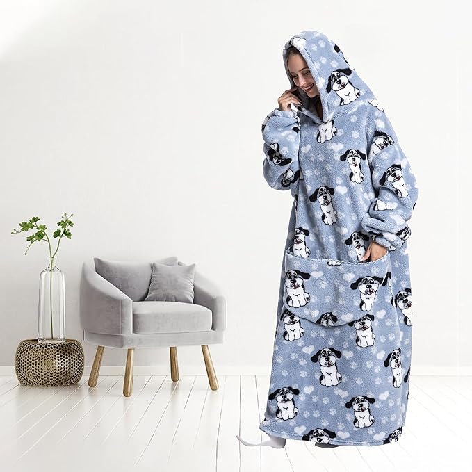 Blanket Hoodie, Long Hooded Blanket Sweatshirt as Birthday Gifts for Women Men, Long Wearable Blanket for Women Men.