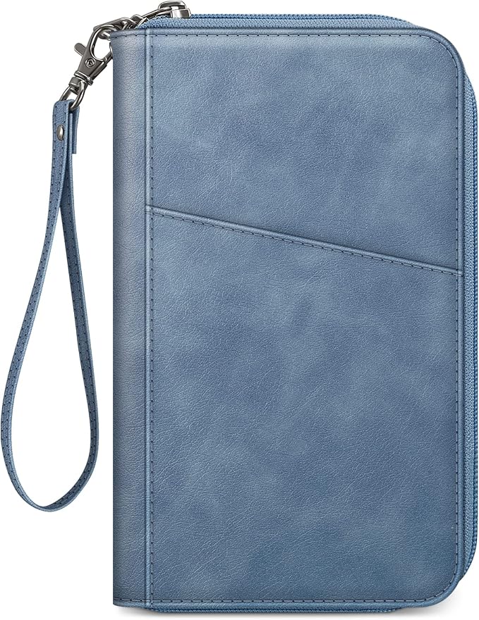 FINTIE Family Passport Holder Wallet Travel Document Organizer Clutch Bag | RFID Blocking Credit Cards Case Cover for Women Men