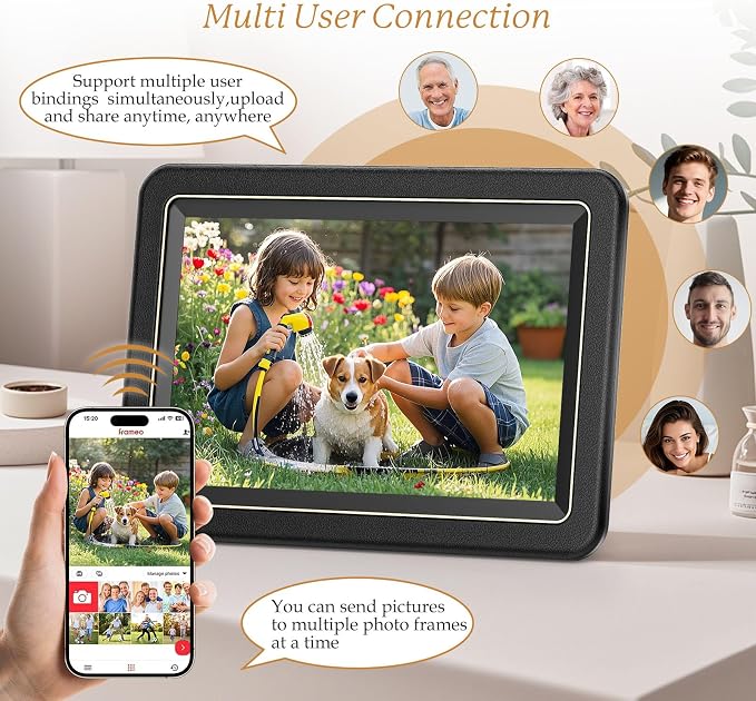32GB Digital Picture Frame, Frameo 10.1 Inch Smart WiFi Digital Photo Frame | 1280x800 IPS Touch Screen, Instant App Sharing, Auto-Rotate, Tabletop&Wall Mount ,Electronic Gift for Parents Grandparents