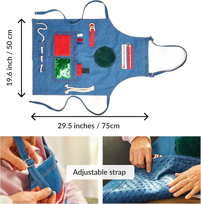 ODOXIA Fidget Apron for Elderly | Fidget Blanket for Dementia | Dementia Products for Elderly | Gift and Activities for Seniors with Alzheimer’s | Sensory Toys