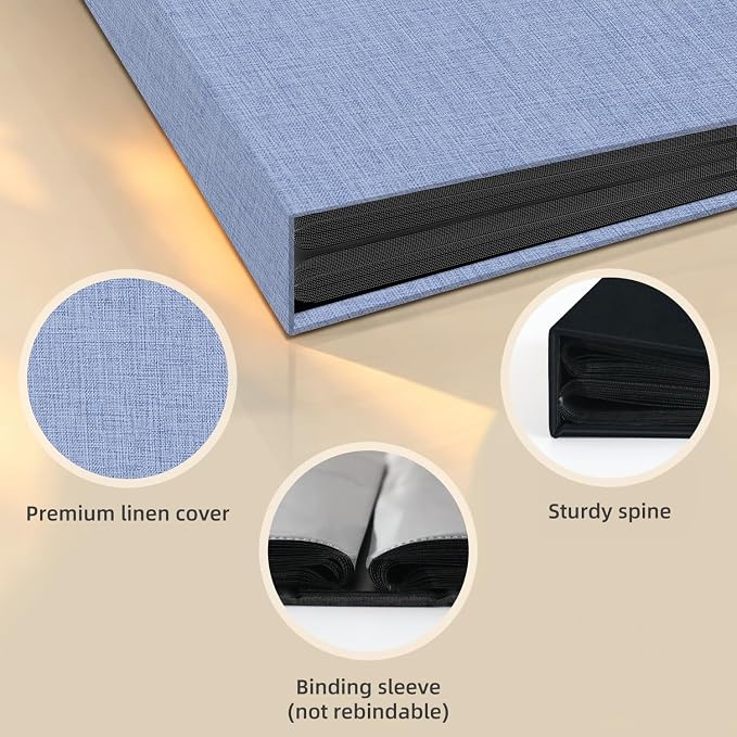 Popotop Photo Album 4x6 100 Pockets for Wedding Gifts,Linen Hardcover Picture Albums for Family Anniversary Baby Vacation Pictures