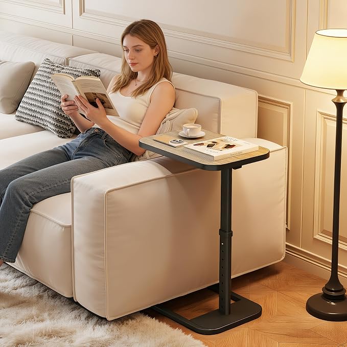 Adjustable Height TV Tray Table for Couch, Flip-Top Design | 19"-30" Height Range, 9-Position Lock System, Rounded Corners, Laptop Table, Snack Table, For Living Room & Bedroom