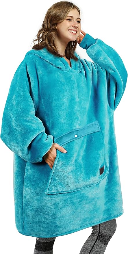 Catalonia Oversized Blanket Hoodie Sweatshirt, Wearable Sherpa Lounging Pullover for Adults Women Men