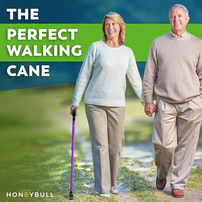 HONEYBULL Walking Cane for Men & Women – Foldable, Adjustable, Lightweight Cane with Air Cushion Tip for Stability & Ergonomic Grip, Heavy Duty Walking Sticks for Seniors