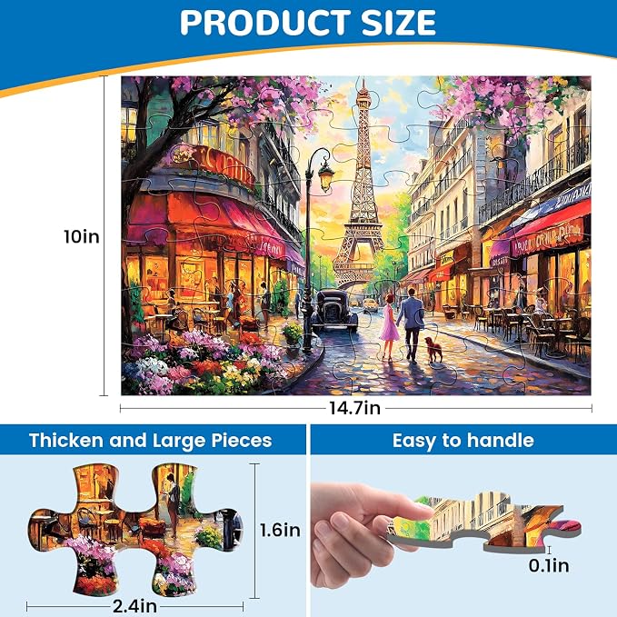 6 Packs 36 Large Piece Puzzle for Seniors,Dementia Alzheimer's Products Activities for Elderly Adults,Easy Puzzle Alzheimer’s Memory Cognitive Game Gift for Patient in Nursing Home with 6 Storage Bags