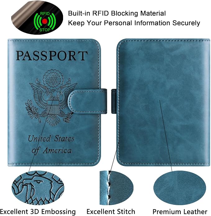 LOHASLIFE Passport Holder for Travel Essentials, Passport Cover Wallet | Leather Rfid Blocking Card Case, Travel Accessories, Vacation Luggage Must Haves, for Men Women