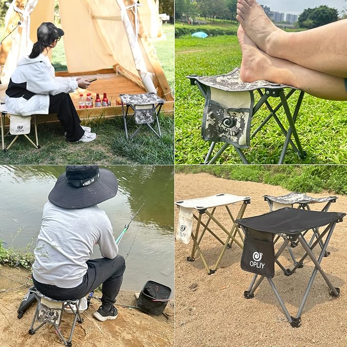 Camping Stool 2 Pack,Portable Folding Stool for Outdoor Gardening and Beach Hiking Fishing,Foot Stool with Carry Bag (Green)
