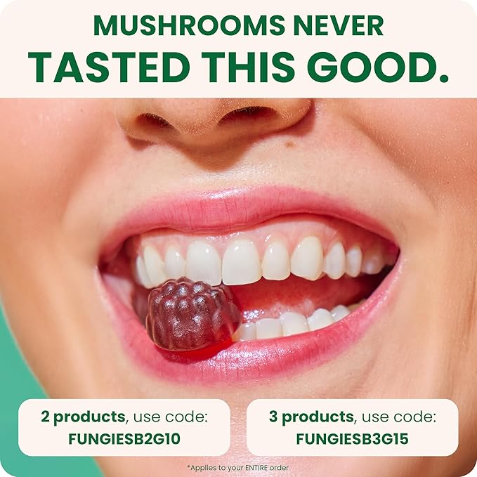 Fungies Reishi Mushroom Gummies, Delicious Apple Flavor - Mushroom Herbal Supplement Gummy for Adults Supports Immune Health, Relaxation & Healthy Aging - Calming Gummies for Sleep - 60 Servings