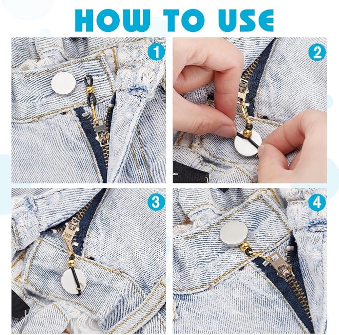 PH PandaHall 40pcs Zipper Holder Upper for Jeans Keep Zipper up on Pants, 4 Colors Silicone Zippers Puller Tool Hook for Jeans Zippers and Button for Pants and Skirt