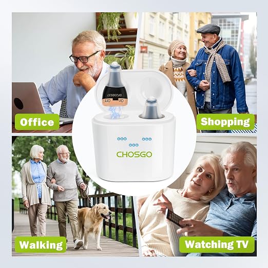OTC Rechargeable Hearing Aids for Seniors, 12-Channel Digital Hearing Amplifiers with Noise Cancellation, Invisible CIC Design with Anti-Misoperation Volume Control, Bring Clear Sound & Warmth To Father’s Day, Black
