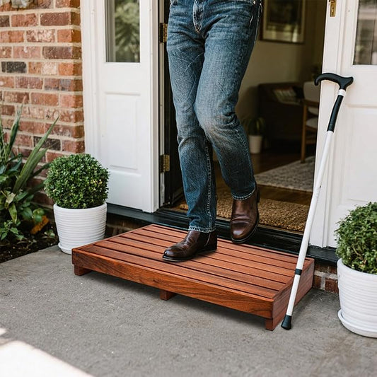 3.5'' Height Wooden Step Stool for Elderly Adults & Kids, Durable Heavy Duty Wooden Foot Stool, Mobility Indoor Kitchen Toddler Step Stool for Bathroom Sink, High Bed and Outdoor Garden