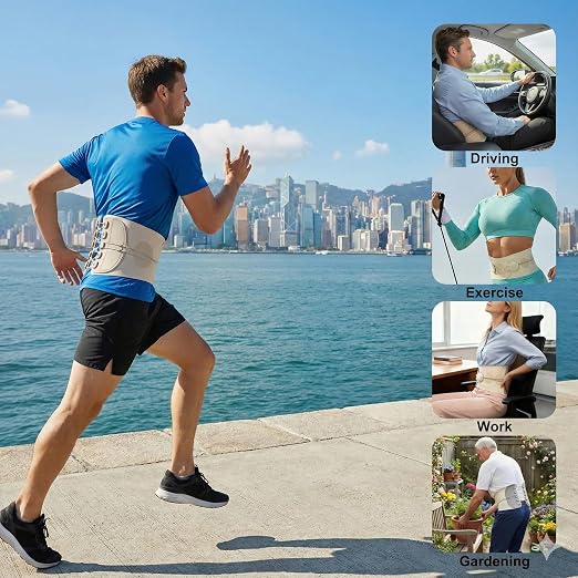 Adjustable Lumbar Support Back Brace with Dual Pulley System – Posture and Spine Support,Pelvic & Hip Support,Lower Back Belt for Daily Support, Sitting, Standing, Work & Light Lifting – Unisex，28"-48"