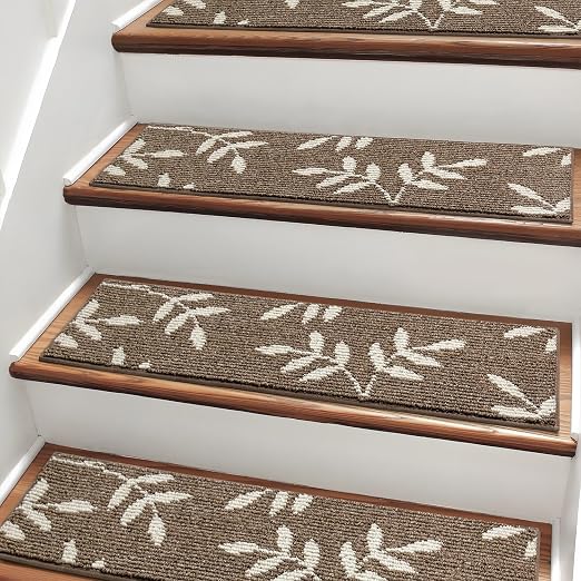 Carpet Stair Treads, Non-Slip Stair Treads for Wooden Steps Indoor | Stair Runner for Pets, Non Skid Staircase Step Treads Washable Reusable, Stair Protectors 30" x8" Set of 4, Brown