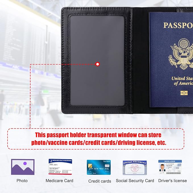 TIGARI Passport Holder for Travel Women Men, Valentines Day Gifts PU Leather Wallet Cover Case Sleeve, Waterproof Protected Document Organizer, Vacation Plane Cruise Travel Essentials