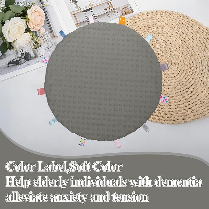 Fidget Blanket for Adults with Dementia, Sensory Mat for Alzheimers Patients, Dementia Activites for Senior (Gray, Round - Diameter 50cm / 19.69 inch)