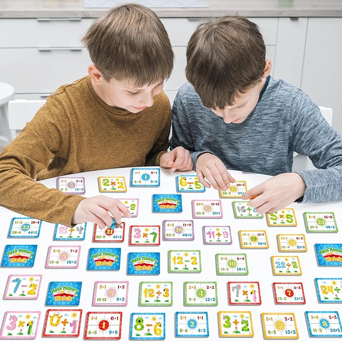 gisgfim 100 PCS Math Memory Matching Game Mathematics Concentration Memory Card Games A Fun & Fast Math Game for Addition Subtraction Multiplication Division Matching Games