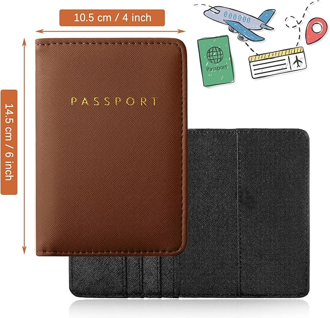2 Pcs Passport Cover Holder for Travel Waterproof Leather Passport Wallet Case Book Travel Cruise Essentials for Women Men | 2 Pieces