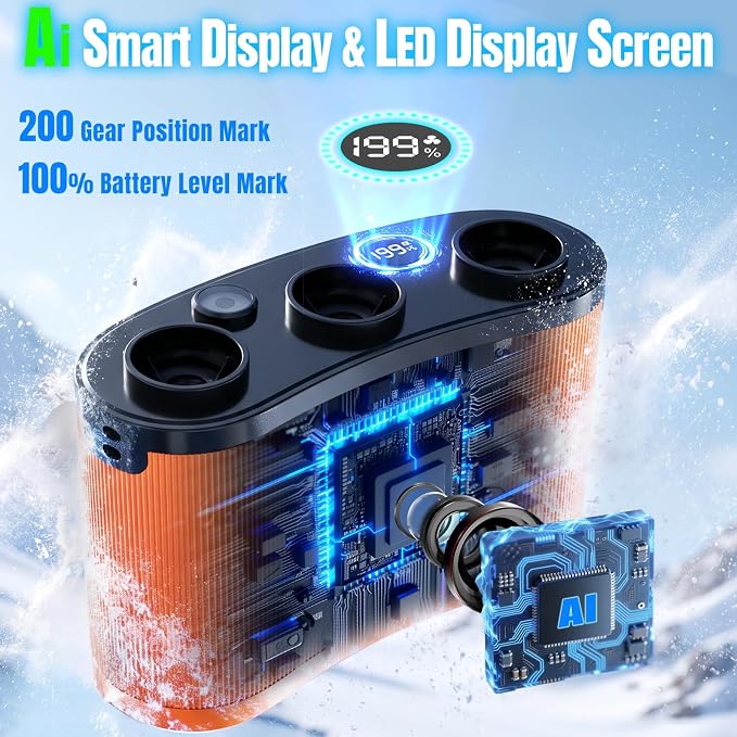 2026 25000MAh AI Portable Waist Fan, 199 Speeds 51000RPM Strong Airflow, Belt Fan with up to 15H of Working Time,Rechargeable Wearable Personal Fans for Outdoor Work Camping Construction Travel