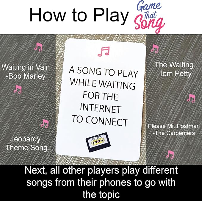 Game That Song 80's Mix Expansion - 50 New Cards - Music Card Game for Family, Adults, and Teens. Hilarious, Addictive, and Competitive Fun for Game Nights!