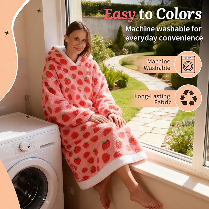 Blanket Hoodie, Long Hooded Blanket Sweatshirt as Birthday Gifts for Women Men, Long Wearable Blanket for Women Men.