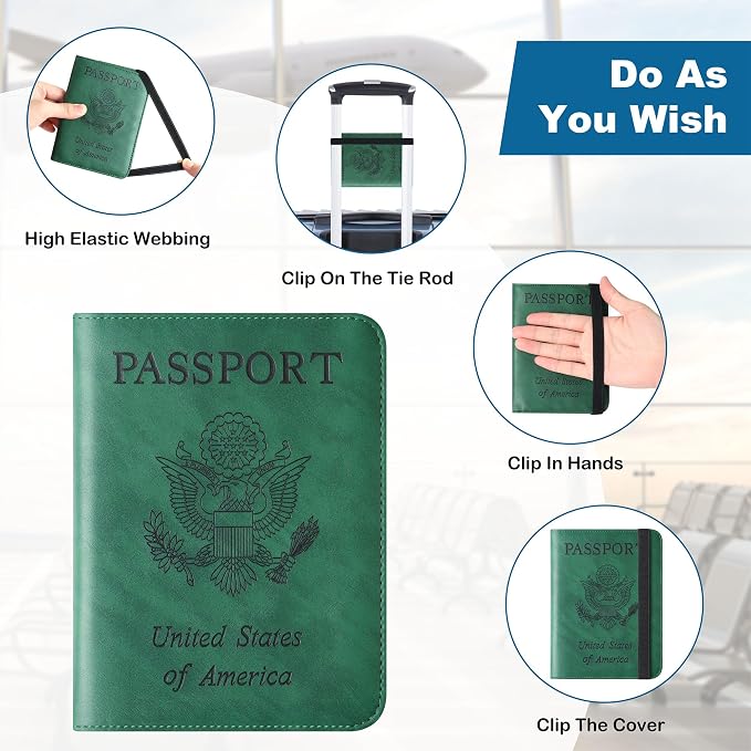 Airtag Passport Holder for Travel Essentials, RFID Passport Cover | Rfid Blocking Wallet, Synthetic Leather Case, Vacation Travel Accessories, For Women Men