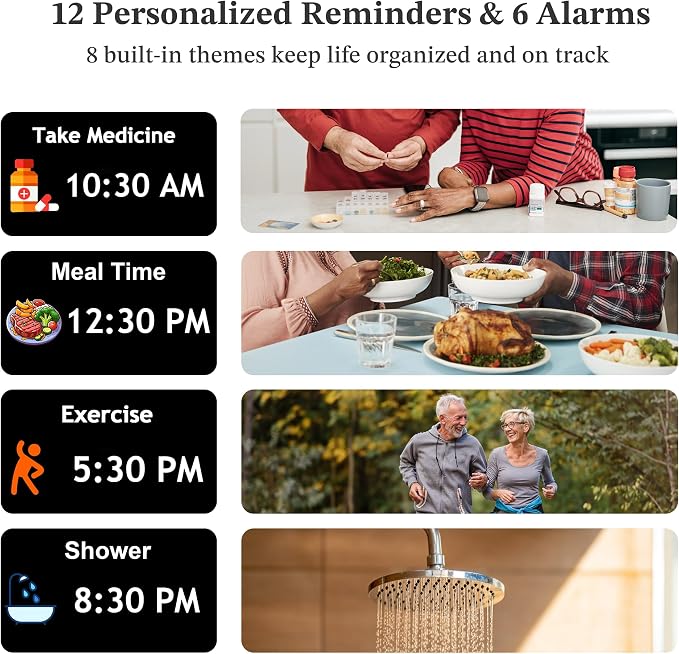 Pastigio Digital Clocks, 7'' Dementia Clock with Date and Time for Seniors | Large Display, 1024*600P HD, Auto DST, Easy Setup Reminders & Alarms, Remote Control, Gifts for Alzheimer Seniors, Black