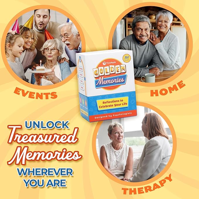 ThinkPsych Golden Memories - Conversation & Memory Game for Seniors | 160 Topics | Reminiscence Therapy | Dementia Activities for Seniors & Alzheimer Support