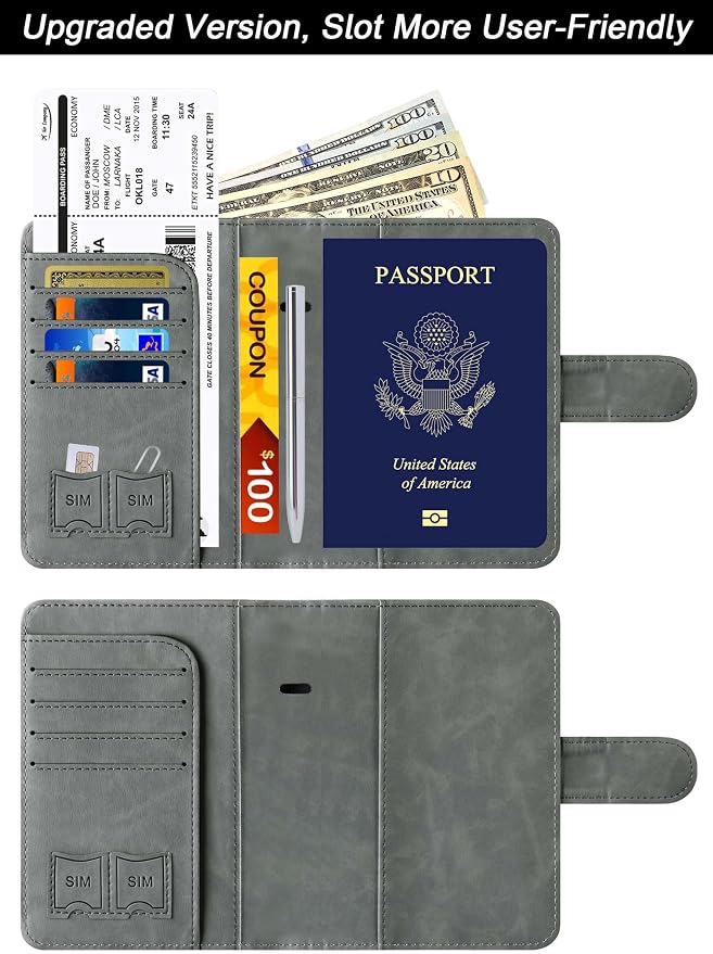 LOHASLIFE Airtag Passport Holder for Travel Essentials, Passport Cover | Wallet, Leather Rfid Blocking Card Case, Travel Accessories, Vacation Luggage Must Haves, for Men Women