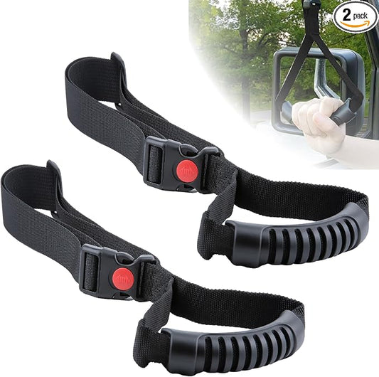 2 PCS Car Adjustable Grab Handles, Car Handle Strap Assist for Elderly | Car Door Handle, Safety Handle Portable Vehicle Support Grab Bar for Trucks, SUVs, Vans, Cars and ATVs (Black)